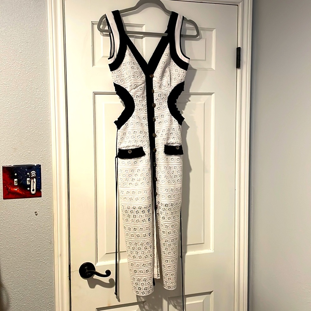 Self portrait black and white cut out dress
